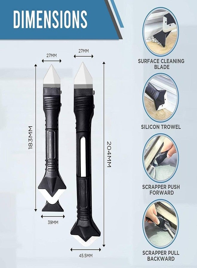 NETZILLA 3 in 1 Silicone Caulking Tool Kit, Stainless Steel Scraper Tool, Sealant Finishing Reuse and Replaceable 5 Pads, Caulk Remover Ideal for Kitchen - Image 4